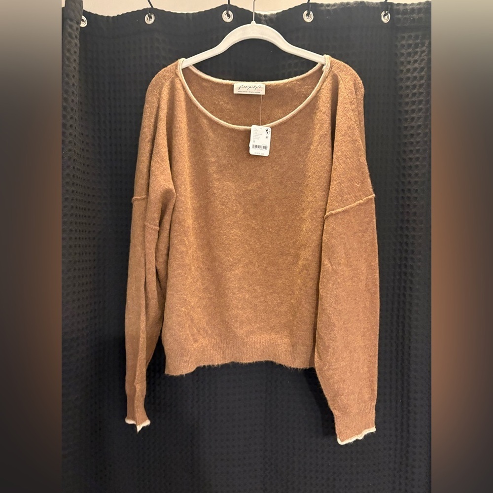 Free People See Me SoftSpun Pullover Medium Color: Cafe Au Lait NWT - Picture 3 of 6